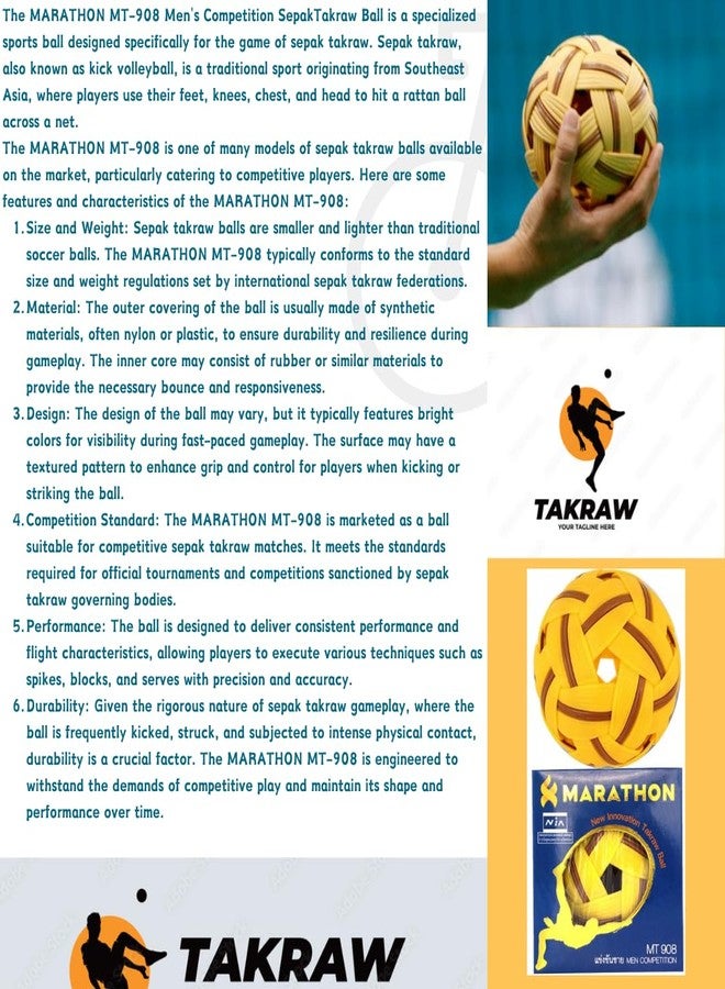 VAYINATO Marathon SepakTakraw Ball MT 908 - Mens Competion Ball - Imported from Thailand | Kick Volleyball | Growing Sports in India - Image 4