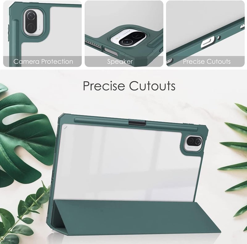 Excefore Case For Xiaomi Pad 5/5 Pro 11 Inch 2021, Protective Slim Folio Smart Cover Transparent Hard Shell Back Case With Pencil Holder For Xiaomi Mi Pad 5/Mi Pad 5 Pro 11'' 2021 Release Green - Image 5