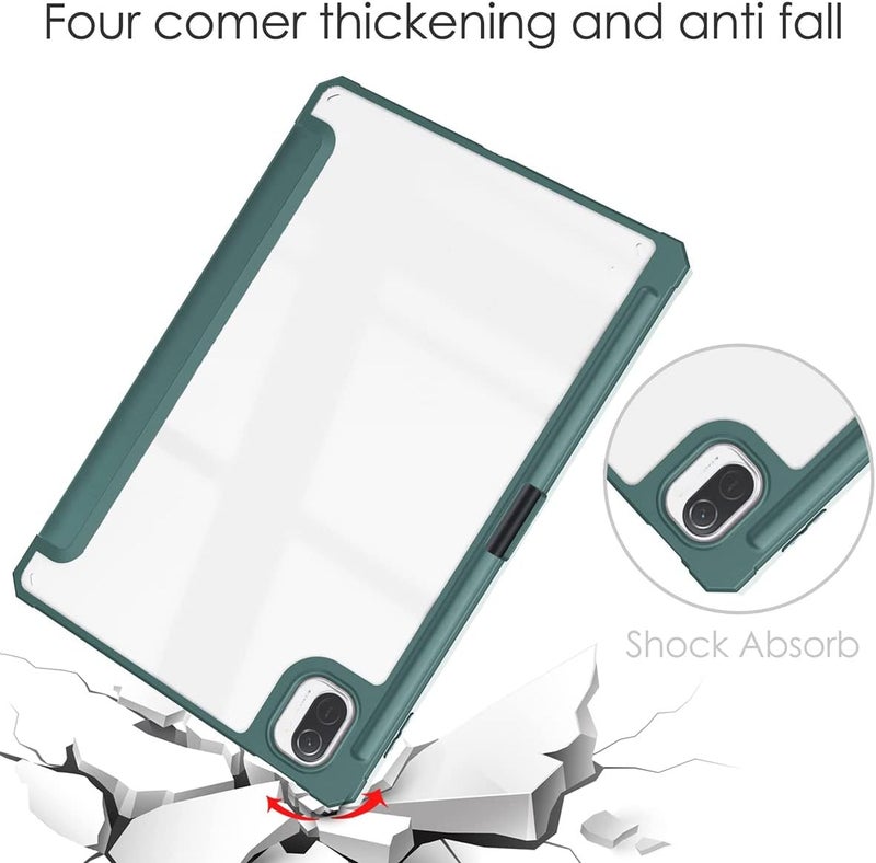 Excefore Case For Xiaomi Pad 5/5 Pro 11 Inch 2021, Protective Slim Folio Smart Cover Transparent Hard Shell Back Case With Pencil Holder For Xiaomi Mi Pad 5/Mi Pad 5 Pro 11'' 2021 Release Green - Image 3