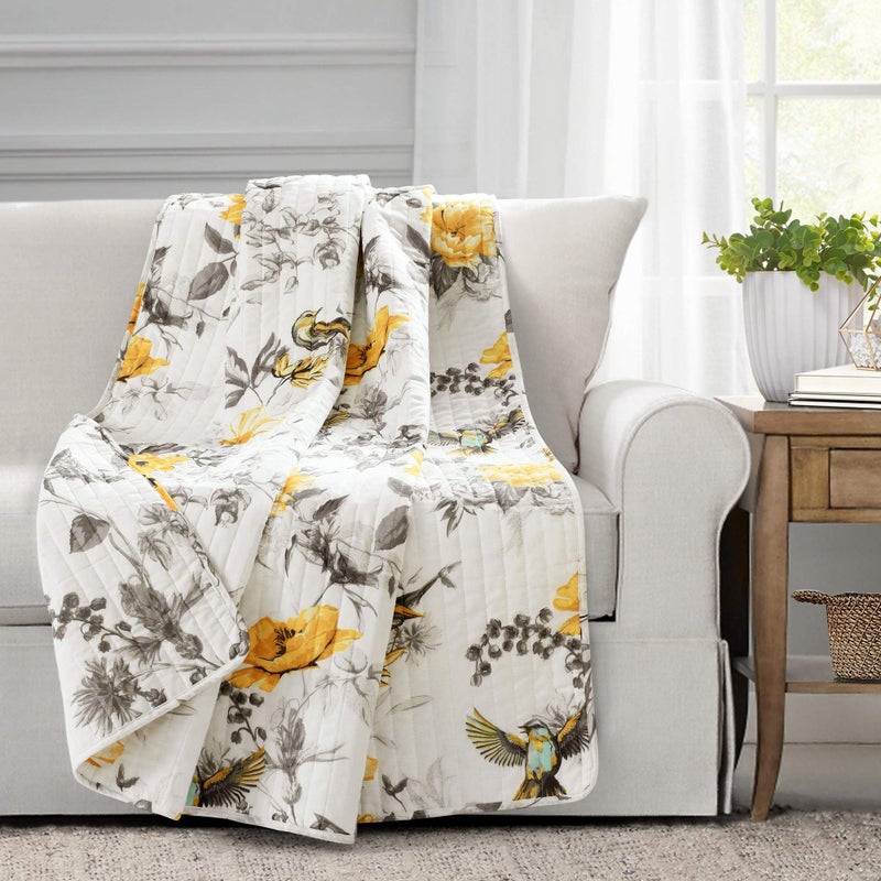 Lush Decor Lush Decor Penrose Floral Throw Blanket 60 x 50 Yellow and Gray 
