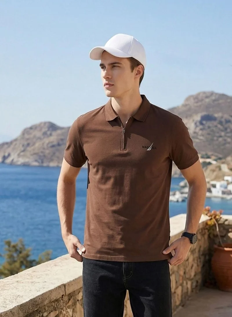نوتيكا Nautica Men Dark Brown Polo T-Shirt