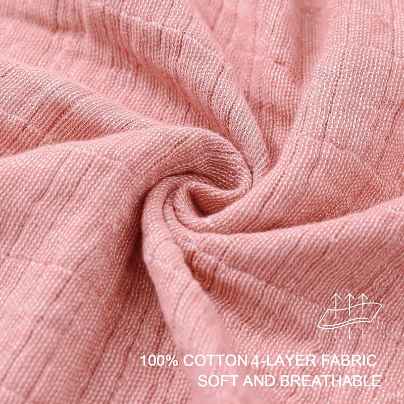 SE SOFTEXLY Muslin Cotton Blanket  4-Layer Soft Muslin Throw Blanket for Couch Bed  Breathable Gauze Blanket for All Season  Lightweight Twin Blankets for Adults Blanket(60""x80""  Coral Pink) - Image 4