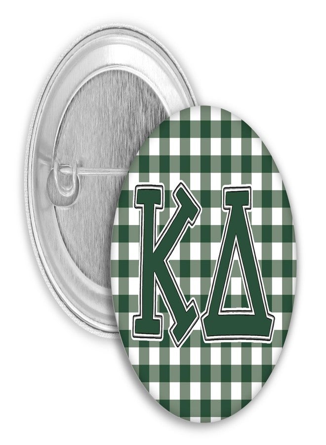 SCRAPHEART Kappa Delta Button Pin Set, Green Gingham KD Pin & I Love KD Heart Pin, 2-Piece Sorority Button Bundle for Game Day, Bid Day, Recruitment & Big Little Gifts, Kappa Delta Gifts - Image 2