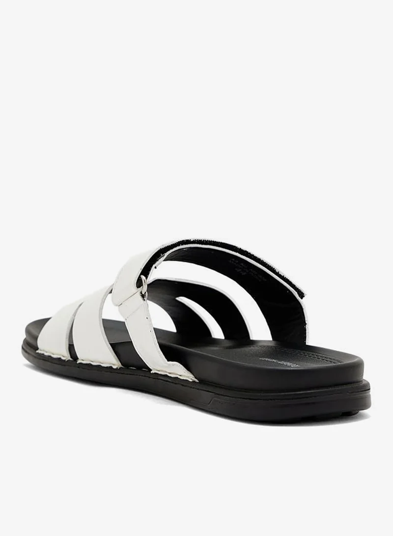 Robert Wood Cream Comfort Footbed Slider Sandals for Men | Best Price UAE