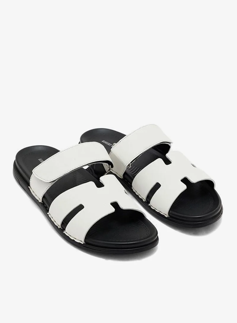 Robert Wood Cream Comfort Footbed Slider Sandals for Men | Best Price UAE