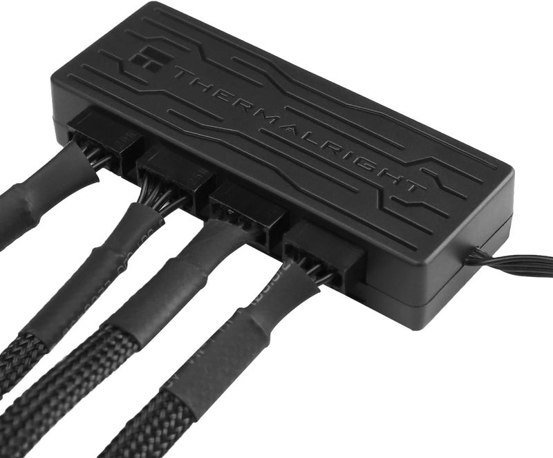ثيرمالرايت متحكم مروحة PWM FAN HUB X4 من - 4 منافذ 4 سنون، محور تبريد متعدد الواجهات لـ 4 مجموعات من مراوح الكمبيوتر، كابل طاقة SATA - Image 2