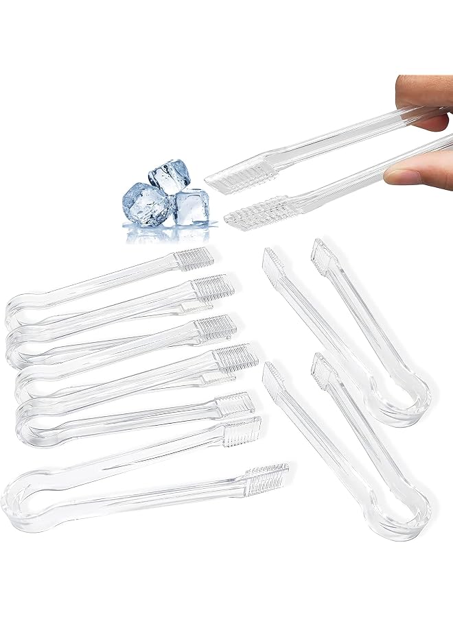 S-TOP Plastic Buffet Serving Tongs, 8 Pcs Mini Clear Kitchen Tongs 6.3 Inch Small Ice Tongs for Tea and Coffee, Party Catering, Appetizers, Salad, Desserts, Sandwich, Buffet Barbecue - Image 1