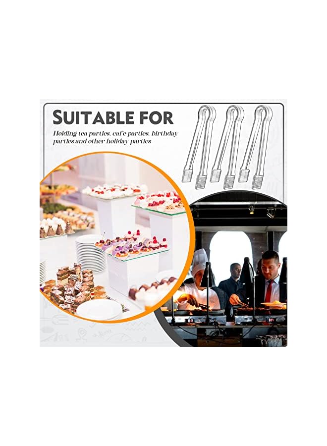 S-TOP Plastic Buffet Serving Tongs, 8 Pcs Mini Clear Kitchen Tongs 6.3 Inch Small Ice Tongs for Tea and Coffee, Party Catering, Appetizers, Salad, Desserts, Sandwich, Buffet Barbecue - Image 3