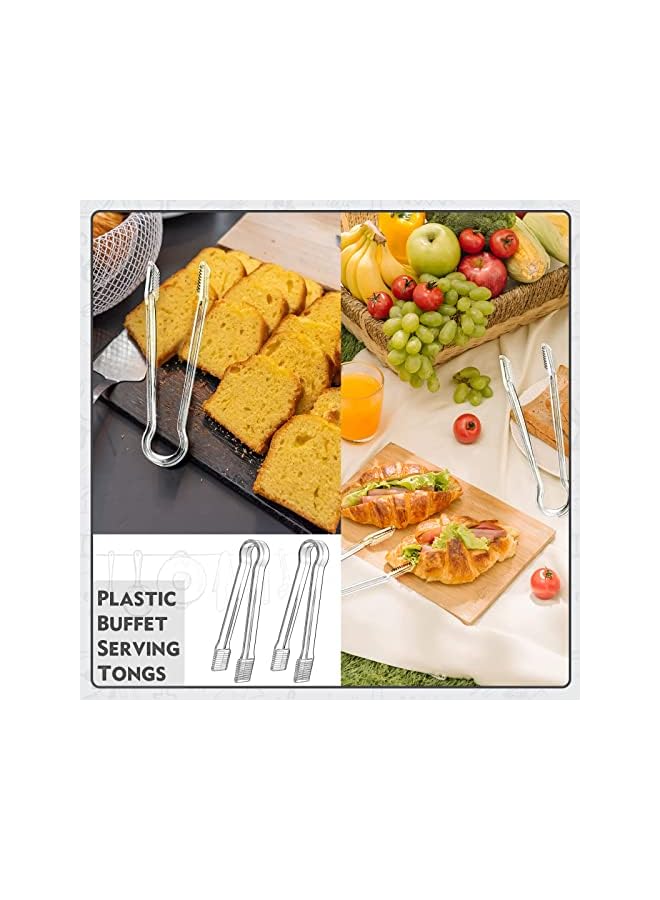 S-TOP Plastic Buffet Serving Tongs, 8 Pcs Mini Clear Kitchen Tongs 6.3 Inch Small Ice Tongs for Tea and Coffee, Party Catering, Appetizers, Salad, Desserts, Sandwich, Buffet Barbecue - Image 2