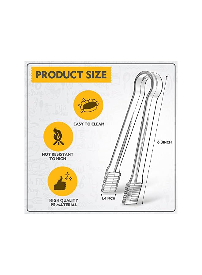 S-TOP Plastic Buffet Serving Tongs, 8 Pcs Mini Clear Kitchen Tongs 6.3 Inch Small Ice Tongs for Tea and Coffee, Party Catering, Appetizers, Salad, Desserts, Sandwich, Buffet Barbecue - Image 5