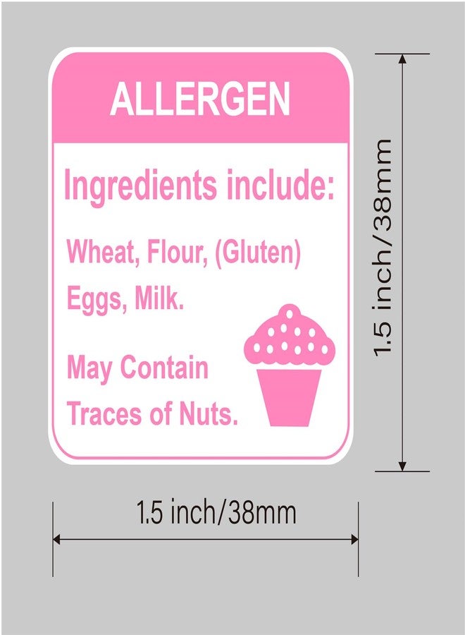 M MeshaKippa Allergy Sticker for Cake,1.5 inch 300pcs Pink Allergen Labels for Bakery - Image 2