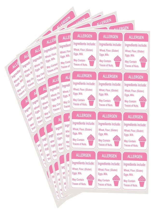M MeshaKippa Allergy Sticker for Cake,1.5 inch 300pcs Pink Allergen Labels for Bakery - Image 5