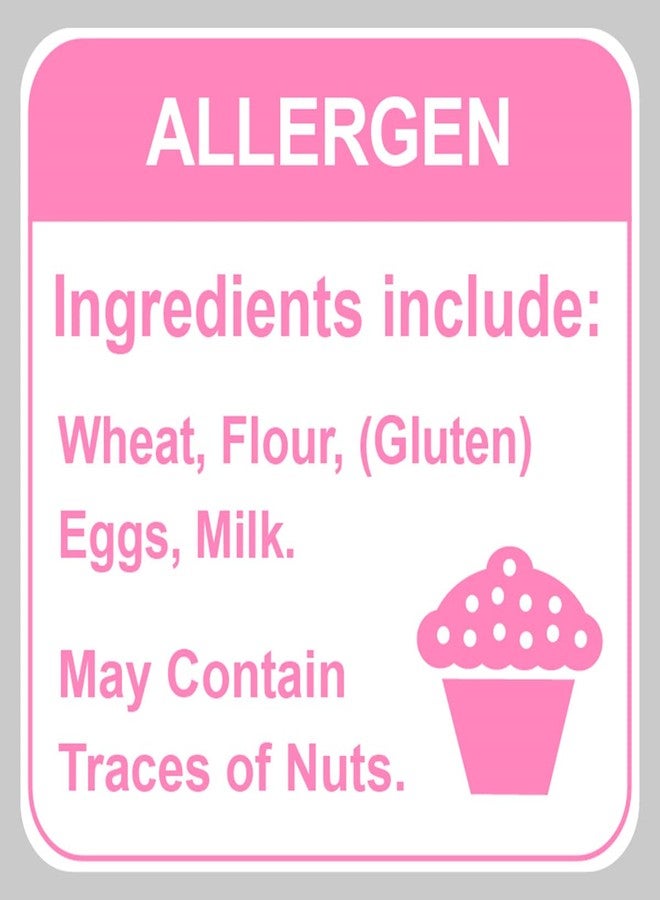 M MeshaKippa Allergy Sticker for Cake,1.5 inch 300pcs Pink Allergen Labels for Bakery - Image 1