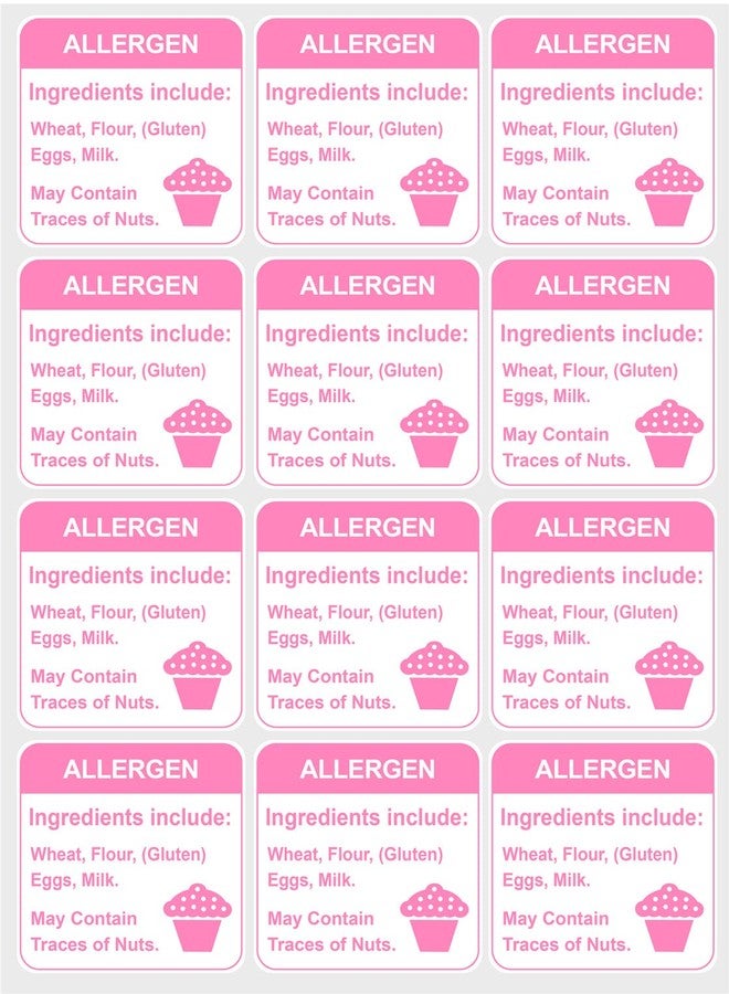 M MeshaKippa Allergy Sticker for Cake,1.5 inch 300pcs Pink Allergen Labels for Bakery - Image 4