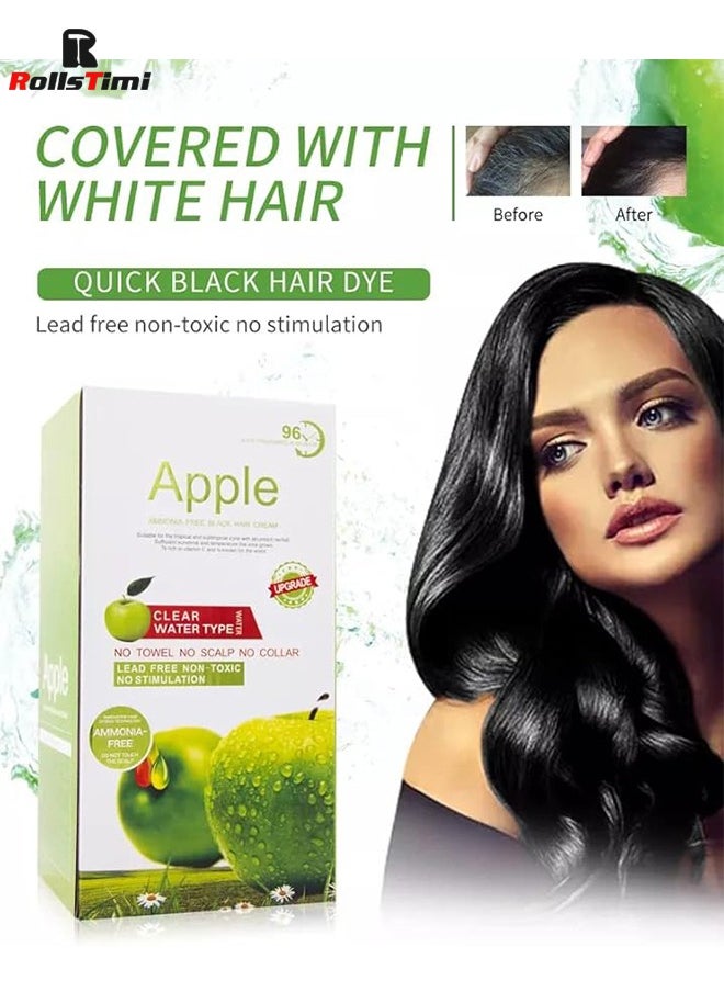 RollsTimi  Ammonia Free Apple Fruit Extract Black Darken Dye Cream Apple Dye 96 Black for Hair and Beard  - Image 3
