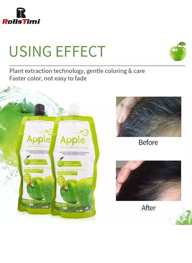 RollsTimi  Ammonia Free Apple Fruit Extract Black Darken Dye Cream Apple Dye 96 Black for Hair and Beard  - Image 2