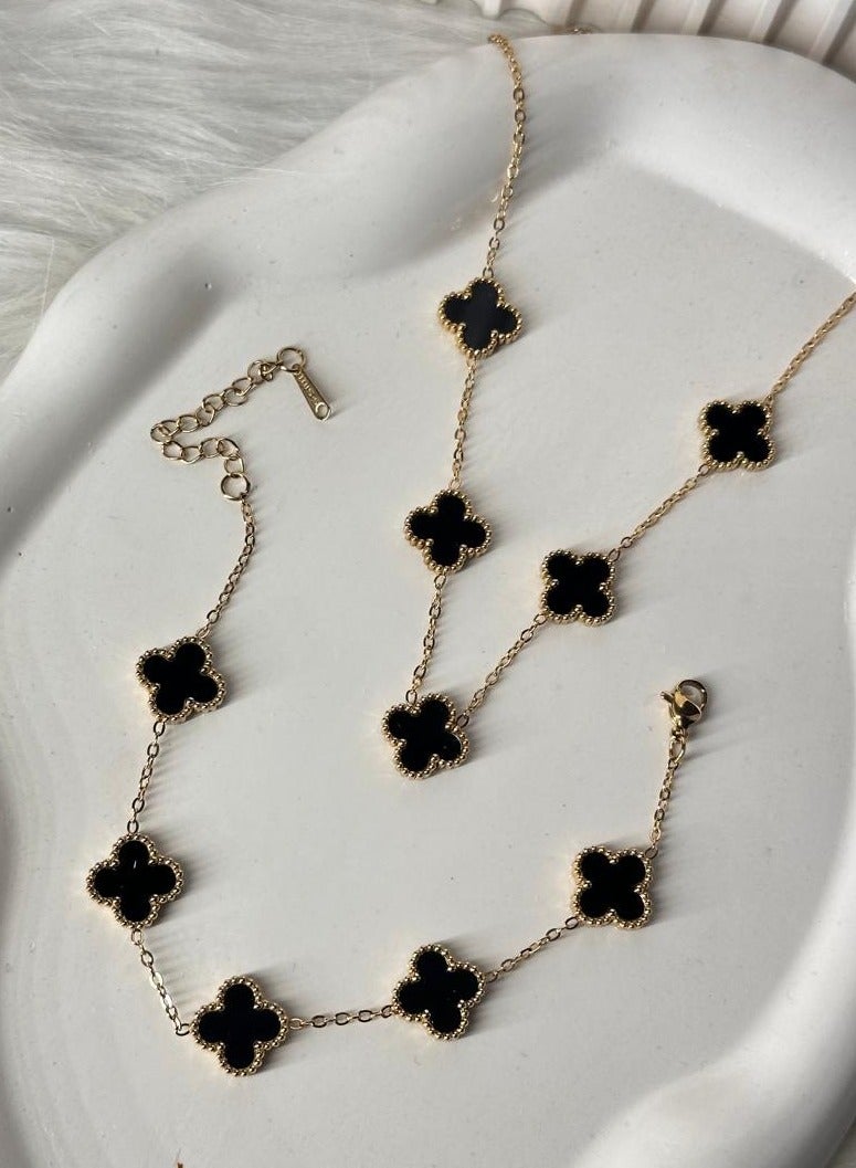 Maya accessories set of( bracelet and necklace ) stainless steel (BLACK) 