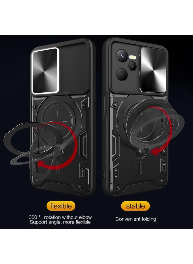 اس-توب جراب هاتف Realme C35 CD من القماش مع حامل مغناطيسي منزلق - Image 5