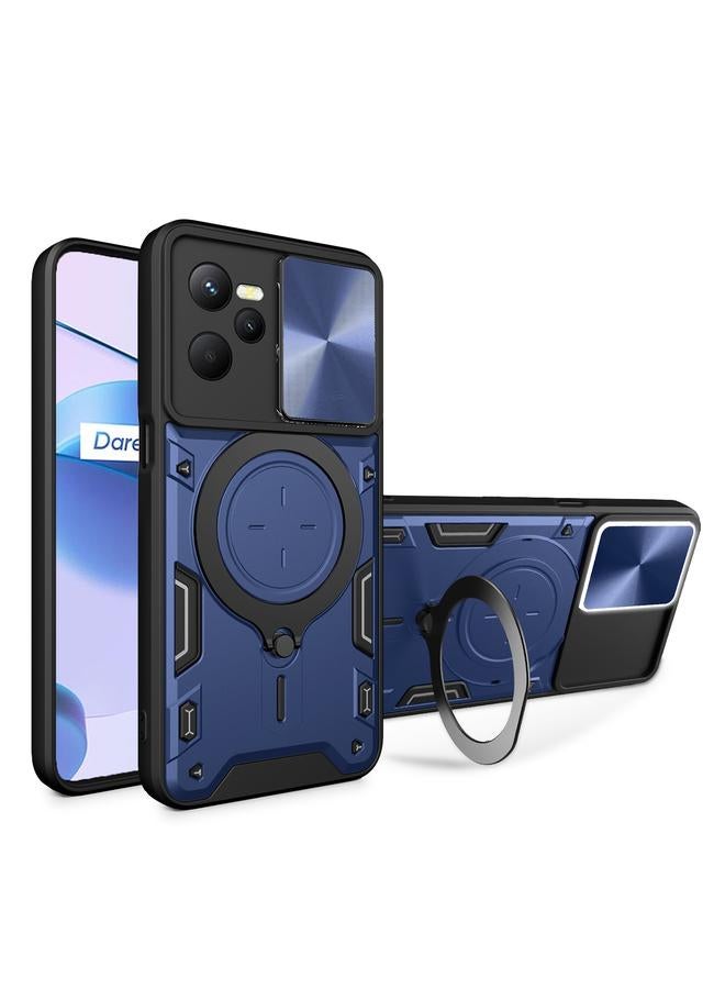 اس-توب جراب هاتف Realme C35 CD من القماش مع حامل مغناطيسي منزلق - Image 1