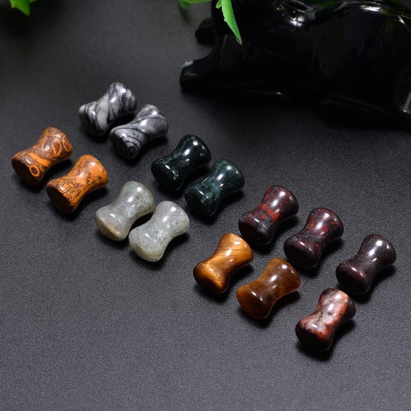 COOEAR 14PC 7 Pairs Stone Ear Plugs Double Flare Saddle Stretching Gauges Expander Stretchers 2G(6mm)-5/8"(16mm) - Image 4