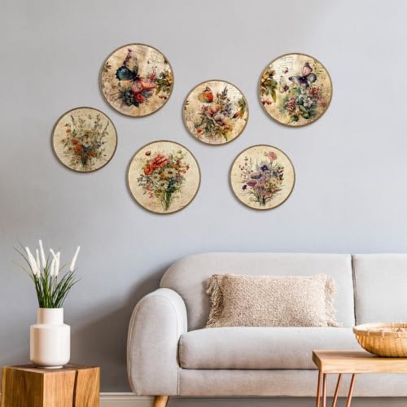 6 Pcs Spring Vintage Floral Framed Wall Art Decor Wildflower Vintage Shabby Wall Decor Floral House Artwork Farmhouse Rustic Nature Hanging Boho Decoration for Bedroom living Room 2 Size - Image 3