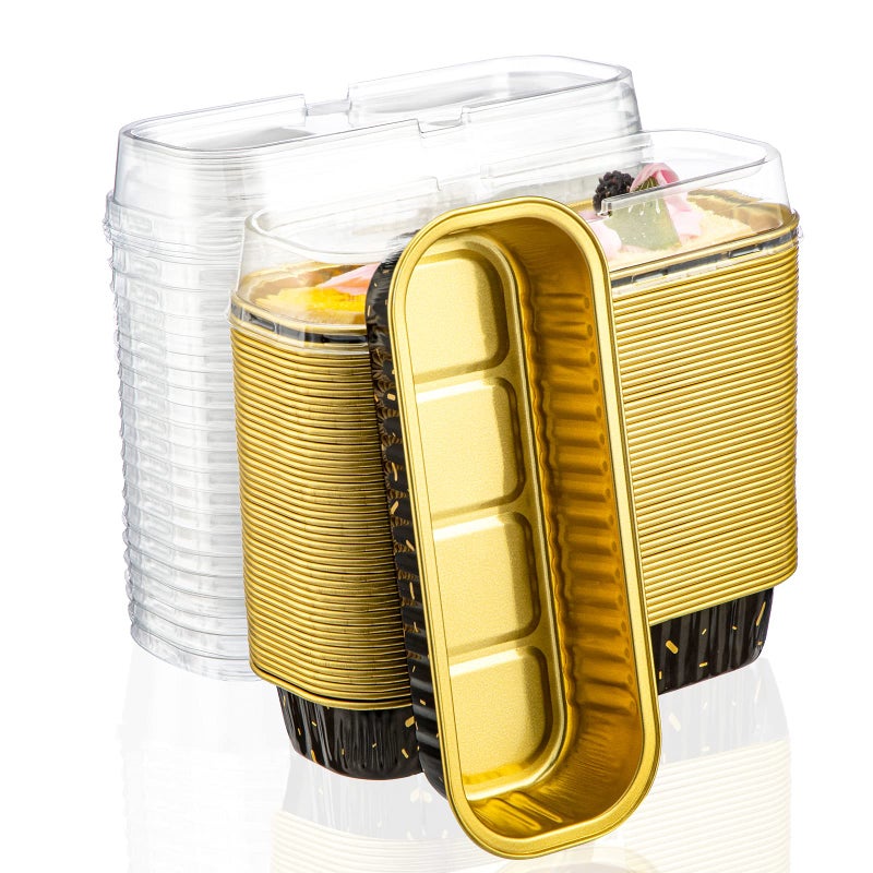 EUSOAR Creme Brulee Ramekins 50pcs 68oz 65x25x12 Aluminum Foil Mini Loaf Bread Cake Pan Tin with LidsRectangle Disposable Cupcake Baking Cups Containers Wrappers Dessert Cheesecake Pan Cups