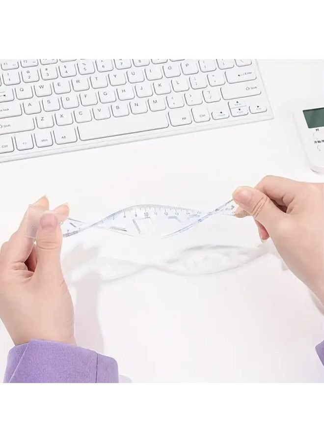 5pcs 7.87 Inch Soft Geometric Rulers Set Wavy Line Drawing Tool Pink Color - Image 4