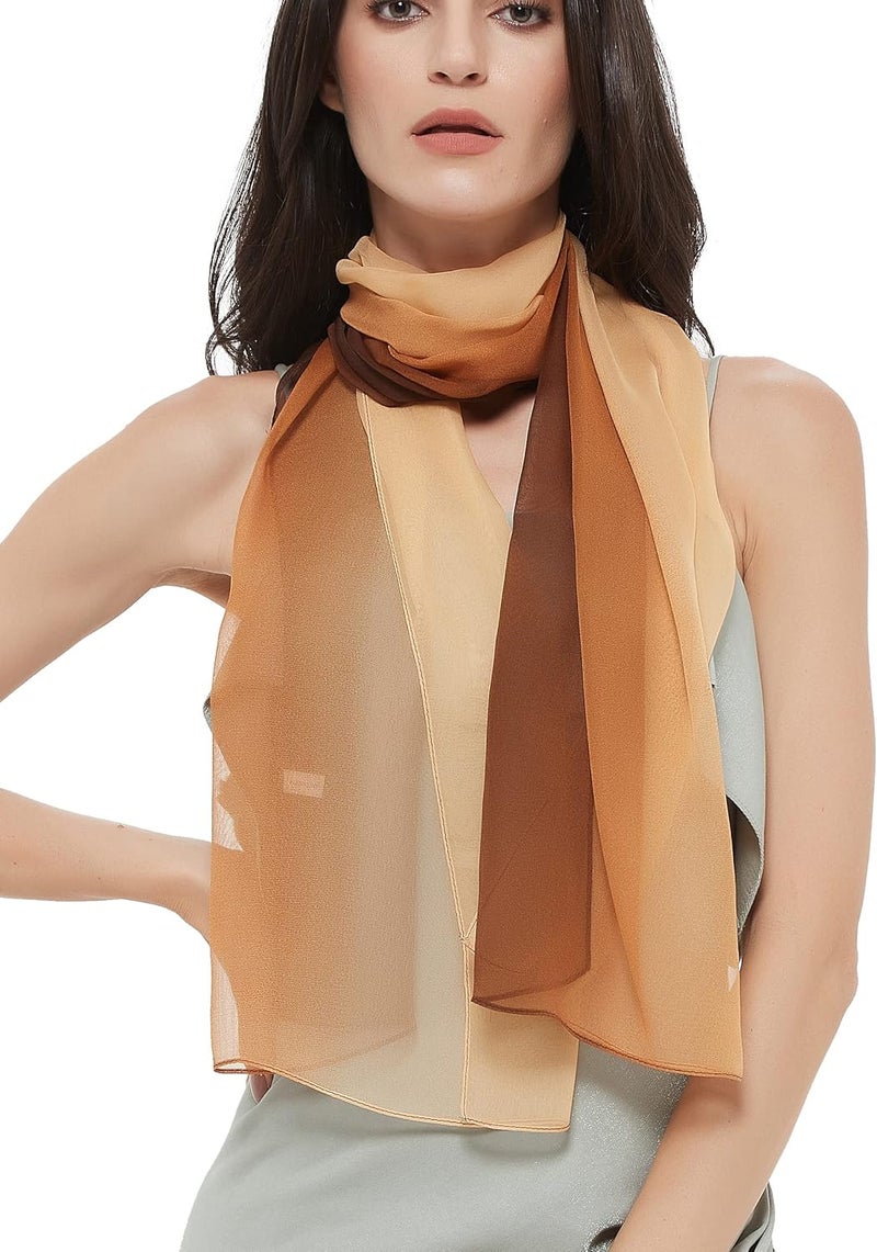 PANTONIGHT Long Chiffon Sheer Scarf Gradient Shaded Colors Lightweight Scarf For Womens - Image 1