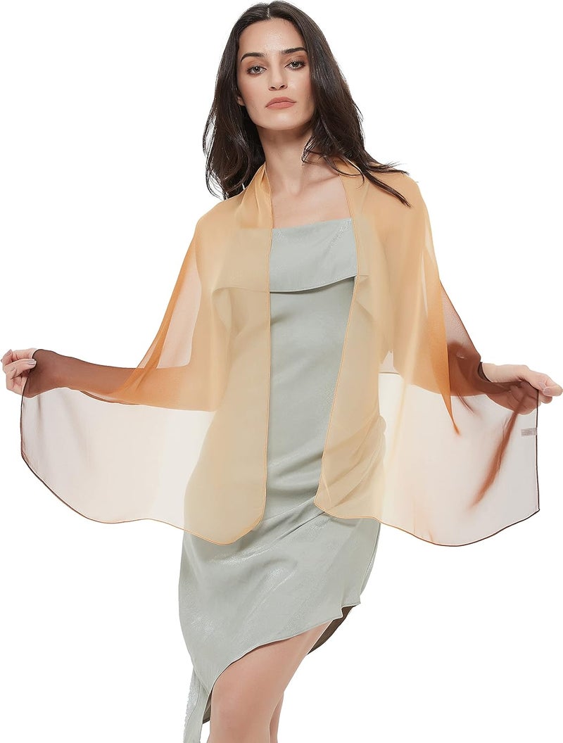 PANTONIGHT Long Chiffon Sheer Scarf Gradient Shaded Colors Lightweight Scarf For Womens - Image 2