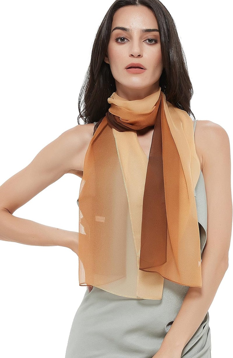 PANTONIGHT Long Chiffon Sheer Scarf Gradient Shaded Colors Lightweight Scarf For Womens - Image 4
