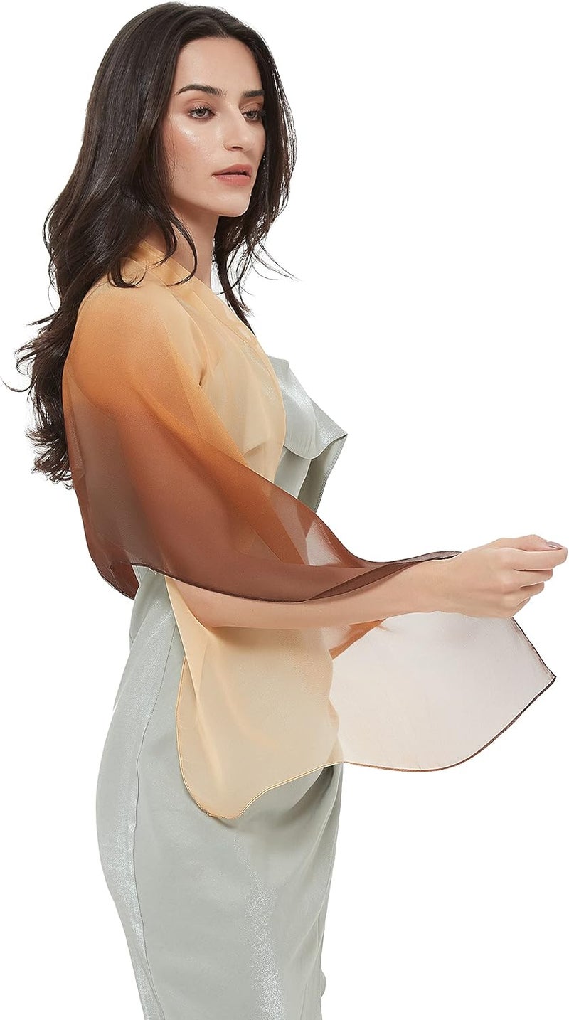 PANTONIGHT Long Chiffon Sheer Scarf Gradient Shaded Colors Lightweight Scarf For Womens - Image 3