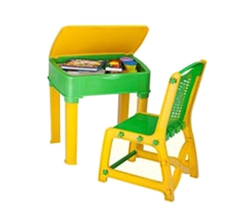 DS ENTERPRISE Kids Study Table Functional Desk Chair Set Children Study Table Chair Set with Storage Box Space for Pencils Stationery Study Table for ReadingWritingLearning Boys Girls 315yrs Green Yellow - Image 2