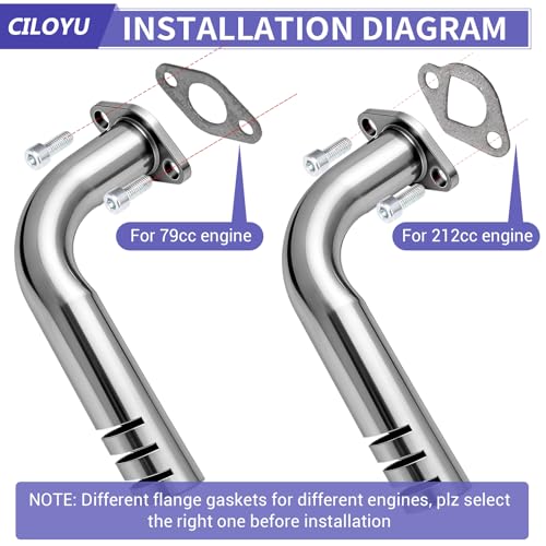 CILOYU Universal Exhaust Pipe Header Kit Replacement for Predator 212 224 196cc 79cc 154f Engine Coleman Mini Bike CT200U CT200UEX BT200X CT100U CC100X Baja MB200 Axis M200 Minibike Parts - Image 3