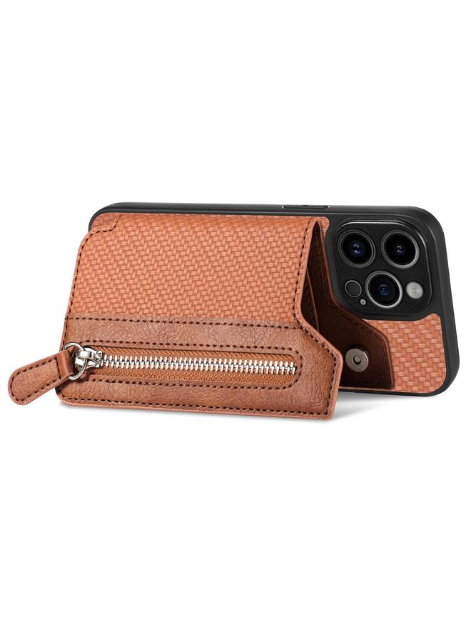 اس-توب جراب هاتف iPhone 13 Pro Max مصنوع من ألياف الكربون مع سحاب أفقي قابل للطي - Image 3