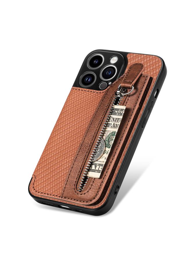 اس-توب جراب هاتف iPhone 13 Pro Max مصنوع من ألياف الكربون مع سحاب أفقي قابل للطي - Image 5