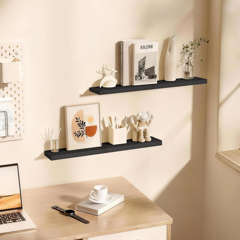 BAYKA Floating Shelves for Wall, 22.5 inches Black Wall Shelves for Bathroom, Bedroom, Living Room, Kitchen & Book, Hanging Display Decor Organizer Shelf with 22 lbs Capacity - Image 3