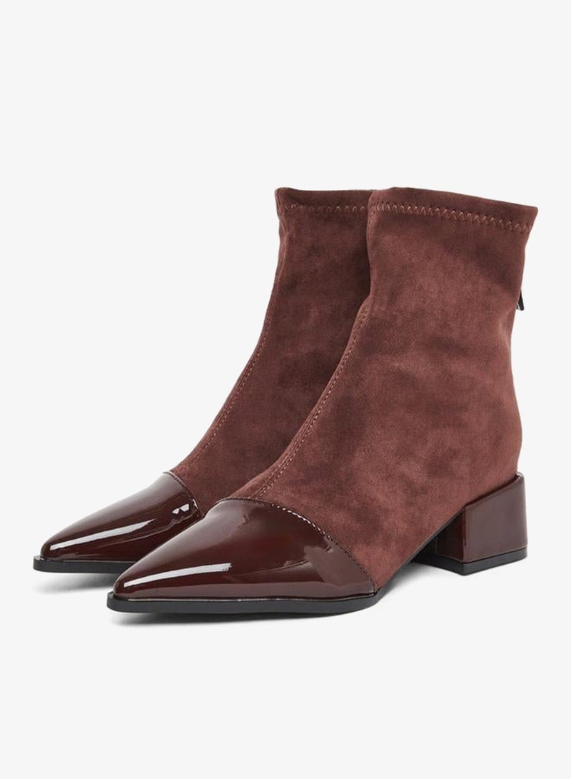 Take Two Women Burgundy Suede and Patent Ankle Boots - Image 2
