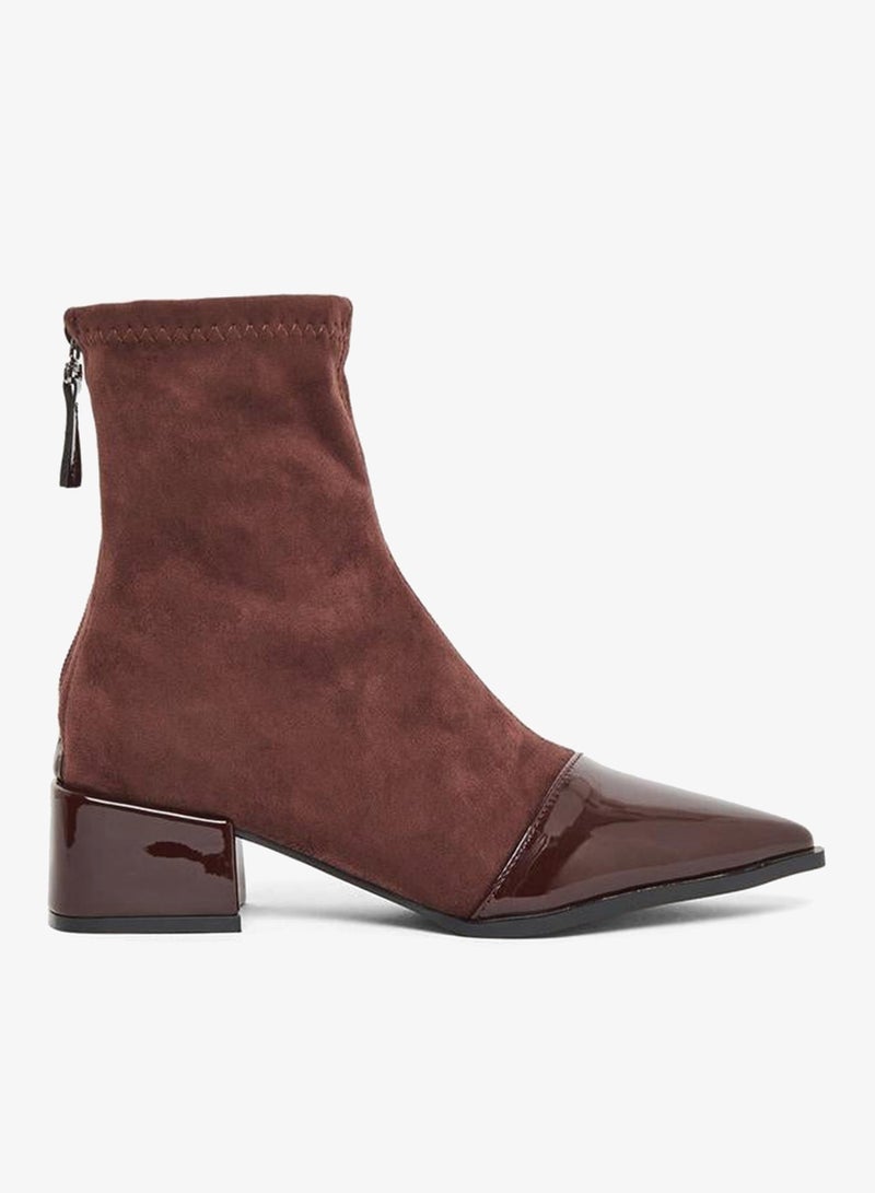Take Two Women Burgundy Suede and Patent Ankle Boots - Image 1