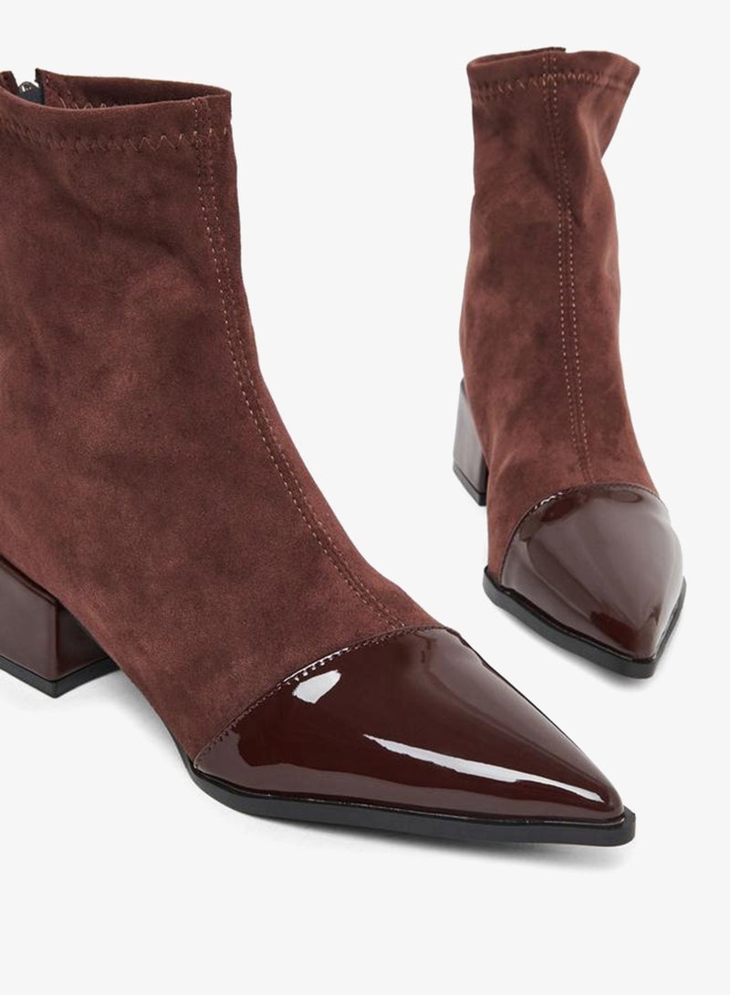 Take Two Women Burgundy Suede and Patent Ankle Boots - Image 3