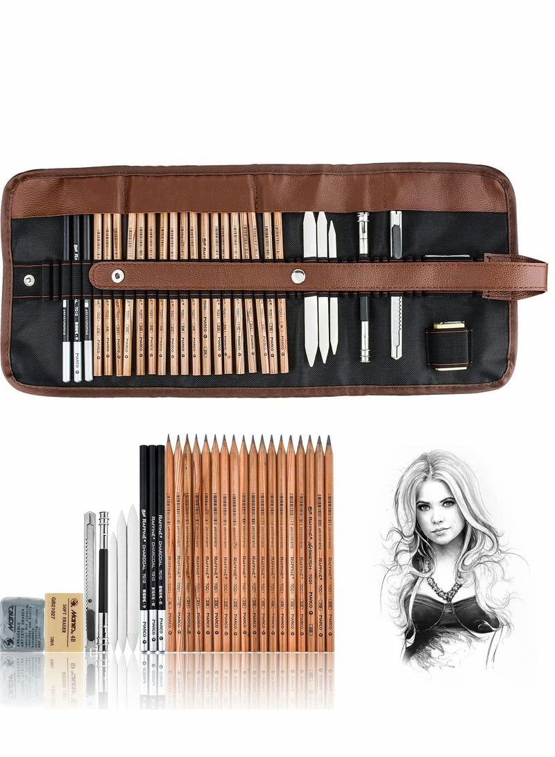 Drawing Pencils, Sketch Pencils Art Supplies Kit for Kids Adults, Professional Sketching Graphite Charcoal Set - Image 1