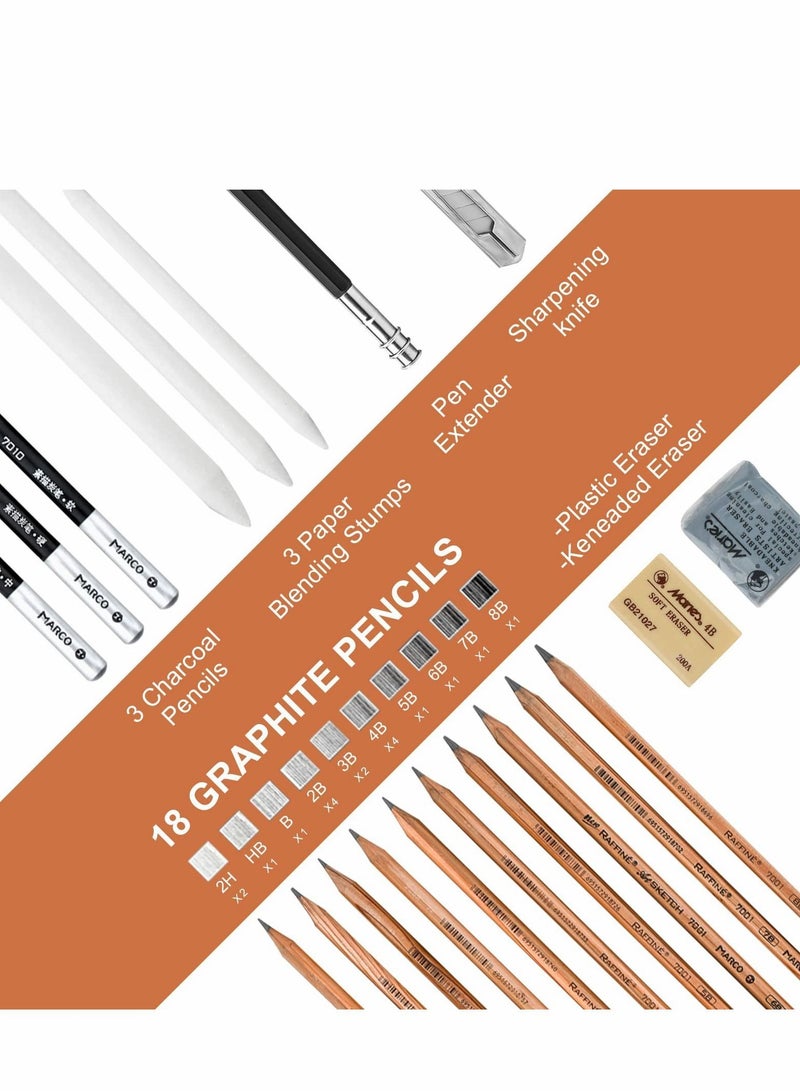 Drawing Pencils, Sketch Pencils Art Supplies Kit for Kids Adults, Professional Sketching Graphite Charcoal Set - Image 2