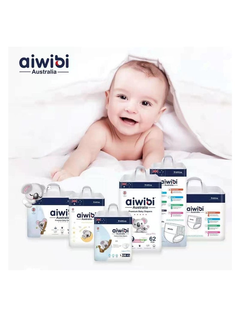 aiwibi Ultra-Thin Premium Baby Pants Diaper- Size (4) Large 24 Pcs (9-24kg) Super Soft and Ultra Thin ,Anti-irritation Pants Baby Nappy Pants, Super Absorption, 360 Stretchy Waistband - Image 3