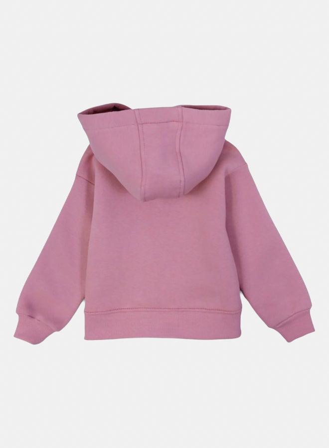 Our kids Girls Long-Sleeved Zip-Up Hoodie – Dusty Pink - Image 2