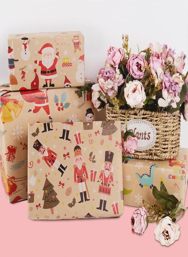 Aimyoo Nutcracker Kraft Christmas Wrapping Paper Roll, Vintage Christmas Tree Xmas Gift Wrap Paper 17 in x 32 ft - Image 5