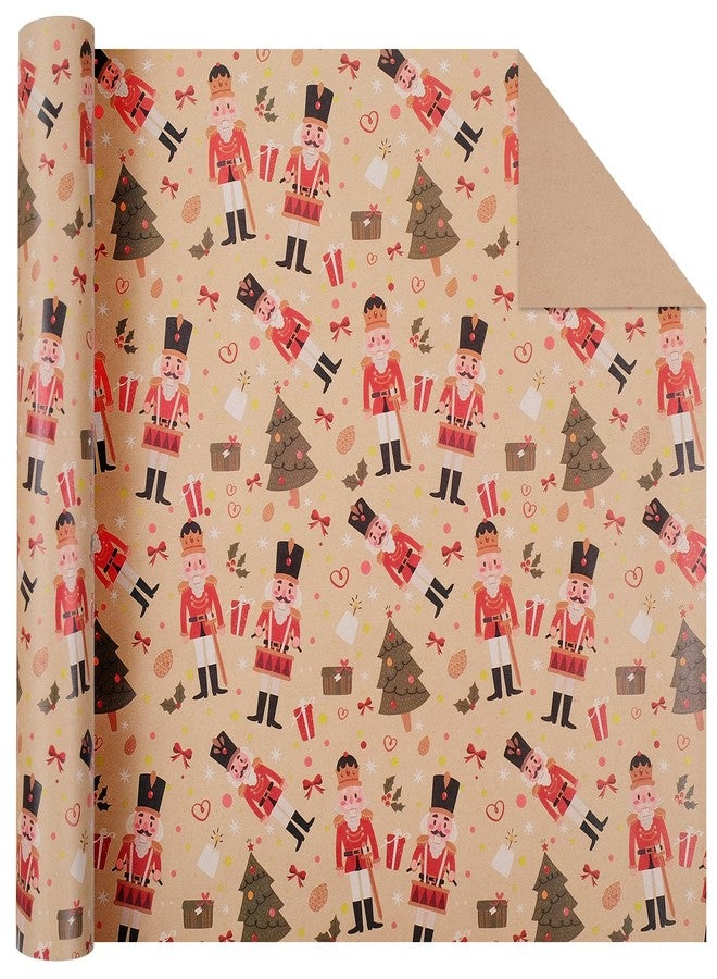 Aimyoo Nutcracker Kraft Christmas Wrapping Paper Roll, Vintage Christmas Tree Xmas Gift Wrap Paper 17 in x 32 ft - Image 2