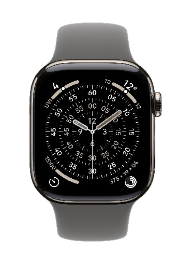 ابل  Watch Series 11 GPS + Cellular 42mm (International Version) Natural Titanium Case With Stone Grey Sport Band - S/M - Image 2