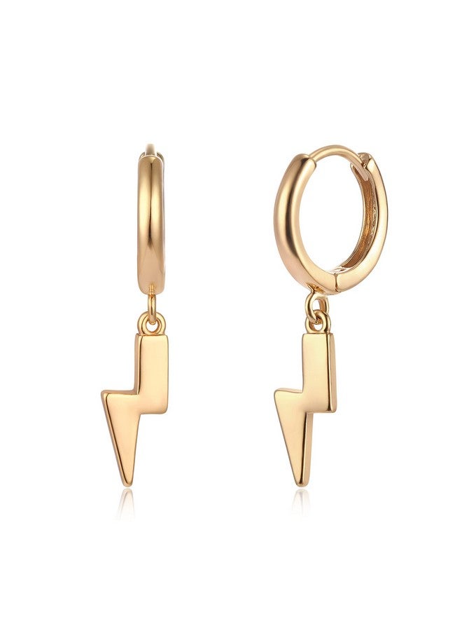 Fettero Gold Dangle Drop Hoop Earrings For Women Men Gold Plated Dainty Earrings Hypoallergenic Cross Lightning Lock Spike Heart Star Evil Eye Snake  - Image 1