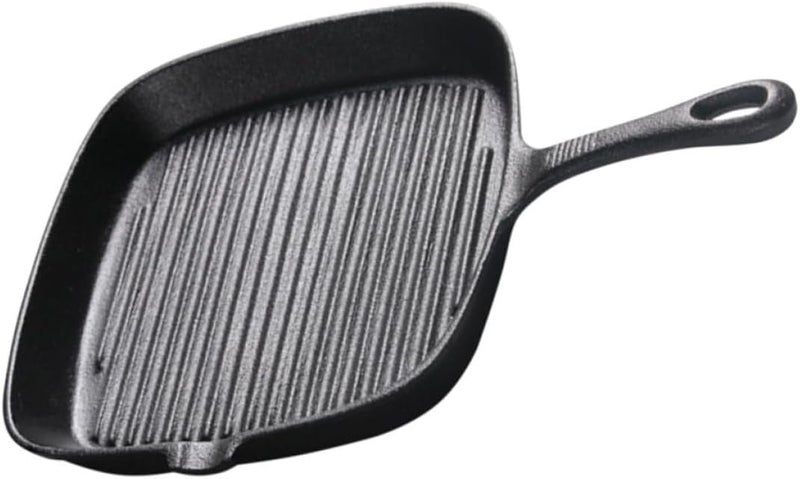 Cast Iron Steak Frying Pan 24cm Square Uncoated Non-stick Grill Skillet with Handle for Stove Top Cooking and Western Cuisine - Image 1