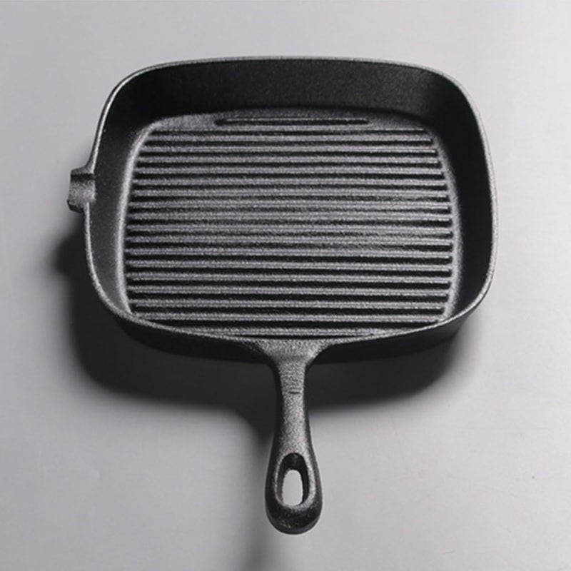 Cast Iron Steak Frying Pan 24cm Square Uncoated Non-stick Grill Skillet with Handle for Stove Top Cooking and Western Cuisine - Image 5