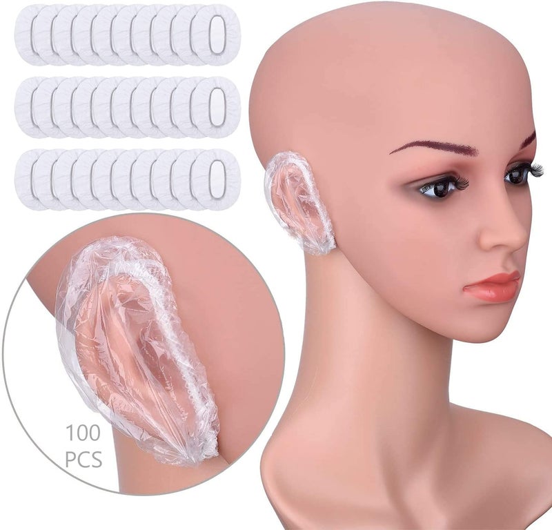 Cute Critters 100 Pack Clear Ear Protectors Waterproof Ear Covers for Hair Dye, Shower, Bathing,Colouring - Image 1
